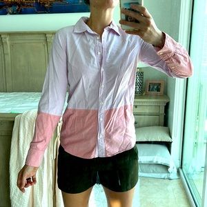 J. Crew size 4 boy fit relaxed pink/salmon button down 100% cotton shirt